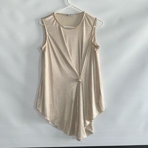 Zara asymmetrical sleeveless beige top